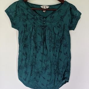 3/$10 Bitten Teal Button Blouse